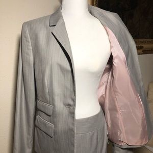 Calvin Klein Gray Suit with Pink Pinstripes